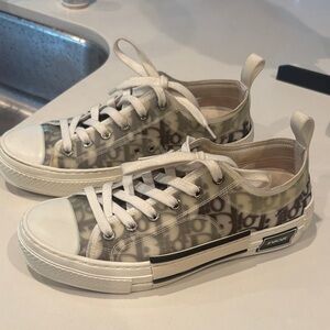 Dior Beige and White Canvas Sneakers